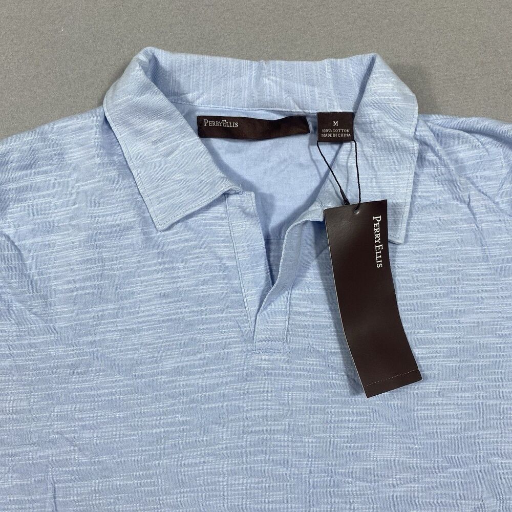 Perry Ellis Polo Shirt Mens Medium Short Sleeve Golf Performance Adult M Blue - Picture 3 of 7